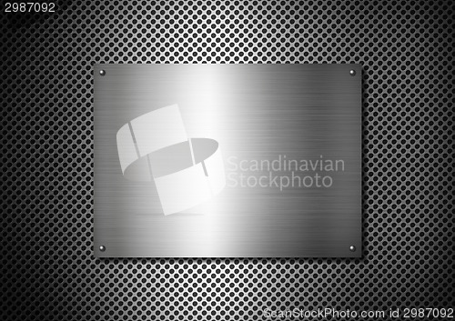 Image of Silver Metal texture plate with screws