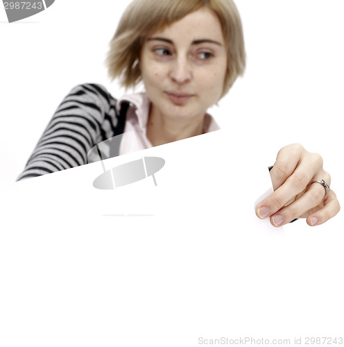 Image of Woman holding a paper