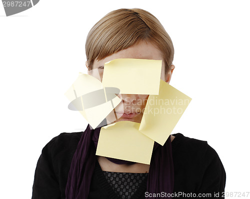 Image of Woman and post it