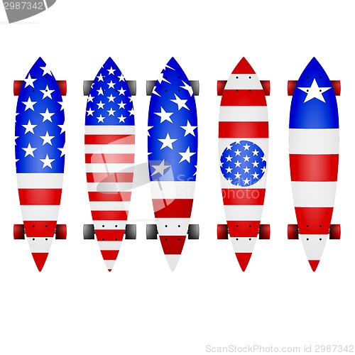 Image of Vector illustration of american flag longboards