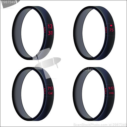 Image of Vector illustration of black smart wristbands
