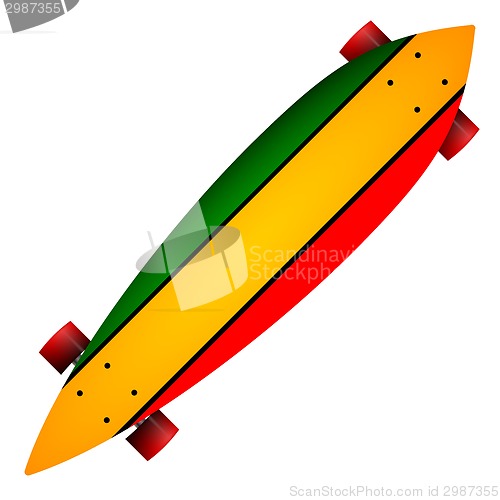 Image of Vector illustration of three color longboard
