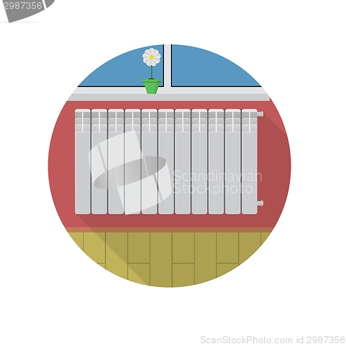 Image of Flat vector icon for radiator in room