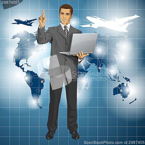 Image of Vector Business Man Shows Something With Finger