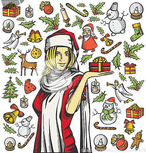 Image of Christmas Card With Woman