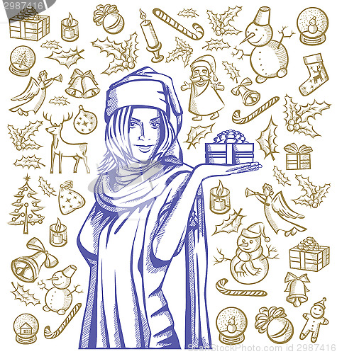 Image of Christmas Card With Woman