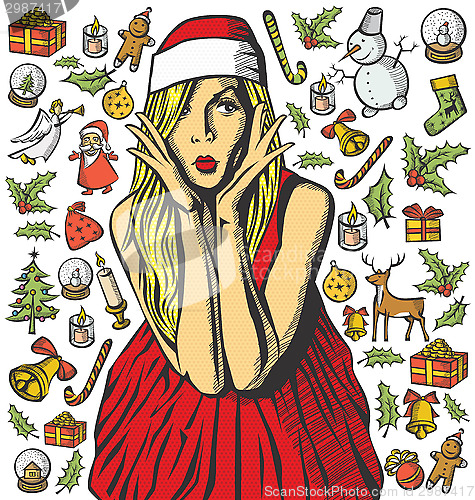 Image of Christmas Card With Woman