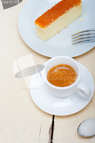 Image of italian espresso coffee and cheese cake