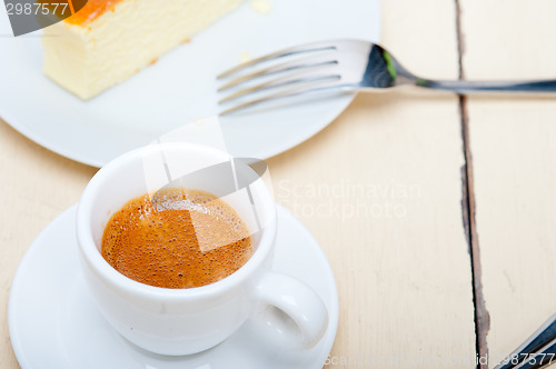 Image of italian espresso coffee and cheese cake