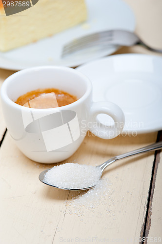 Image of italian espresso coffee and cheese cake