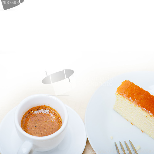 Image of italian espresso coffee and cheese cake