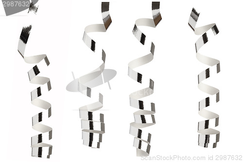 Image of Silver ribbons in front of white background