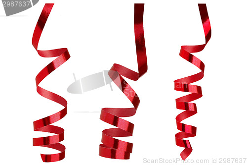 Image of Red ribbons in front of white background