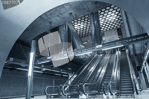 Image of Moving escalator in the business center