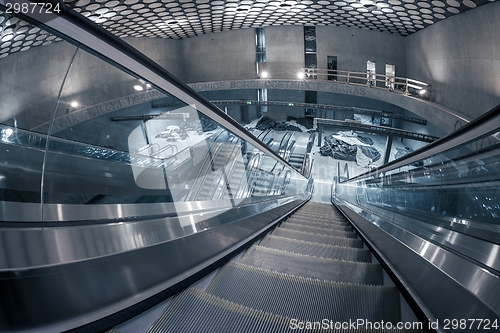 Image of Moving escalator in the business center