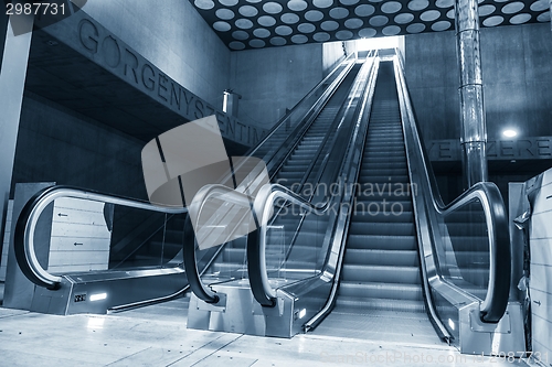 Image of Moving escalator in the business center