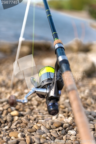 Image of Modern clean fishing rod outdoors