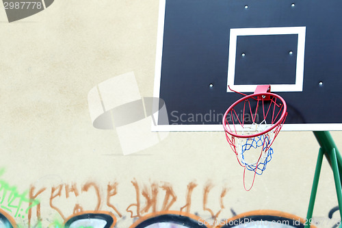Image of Basketball hoop close up