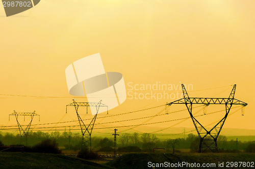 Image of Power line transmission towers