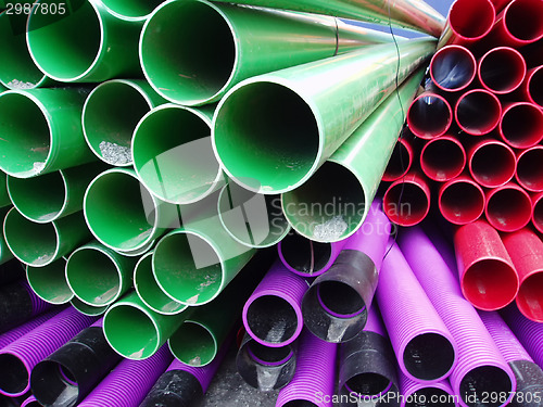 Image of Close up of plastic pipes