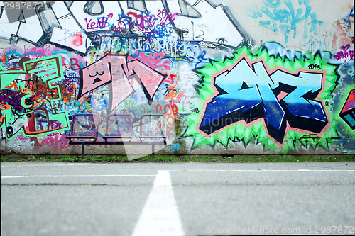 Image of Colorful graffiti wall