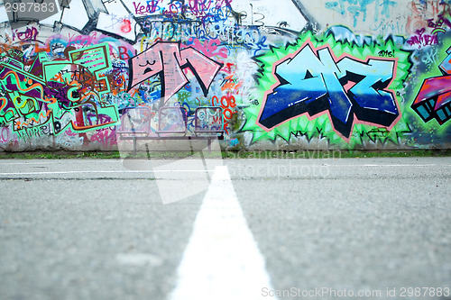 Image of Colorful wall with graffiti
