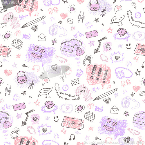 Image of Accessories. Hand drawn seamless pattern.