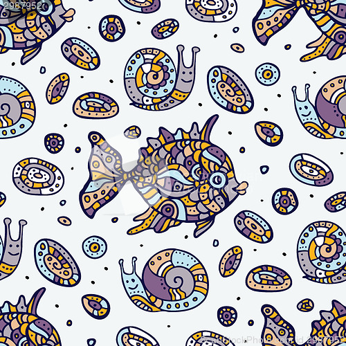 Image of Fishes. Seamless pattern.