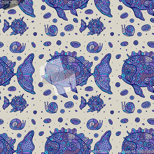 Image of Fishes. Seamless pattern.