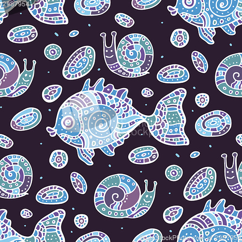 Image of Fishes. Seamless pattern.