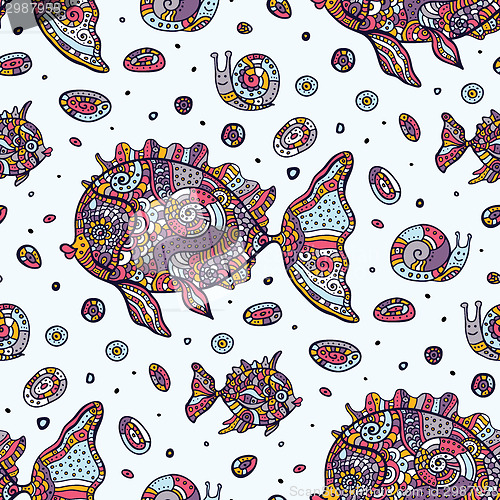 Image of Fishes. Seamless pattern.