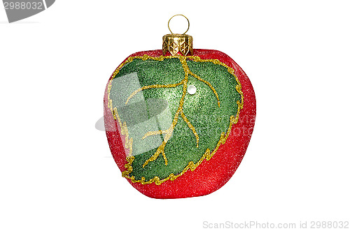 Image of  Christmas toy Apple on white background