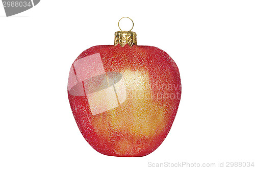 Image of  Christmas toy Apple on white background