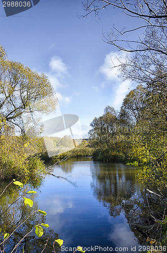 Image of View of the river from the sky and the reflection of clouds