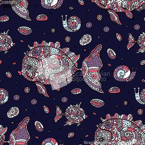 Image of Fishes. Seamless pattern.