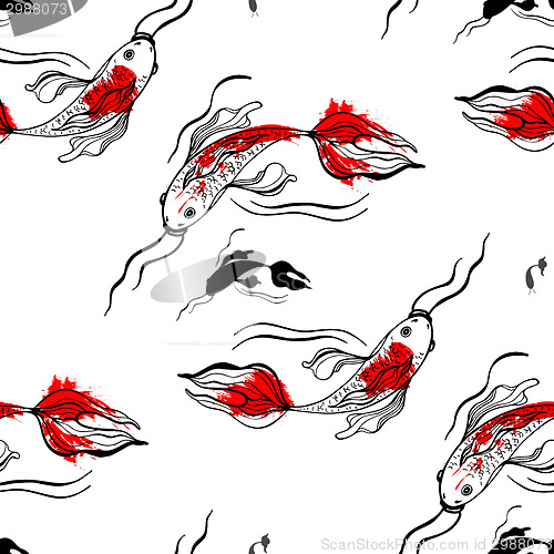 Image of Koi fishes. Seamless pattern.