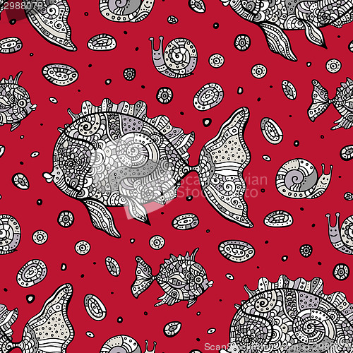 Image of Fishes. Seamless pattern.