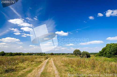 Image of Landscape with dirt road in the countryside