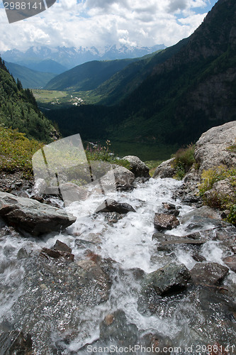 Image of Mountain waterall and river