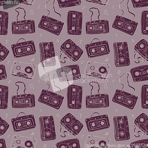 Image of  Audio cassette. Seamless pattern.