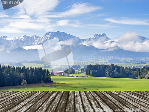 Image of Mountain Allgau with wooden floor