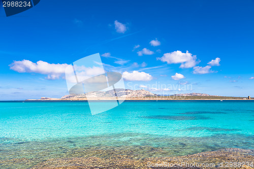 Image of Pelosa beach, Sardinia, Italy.