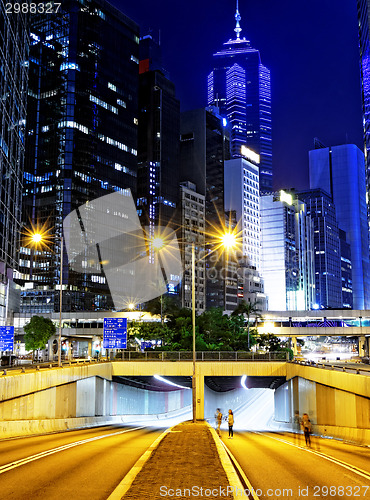 Image of Modern city traffic night