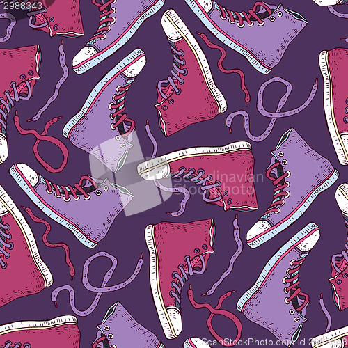 Image of Sneakers. Seamless background.