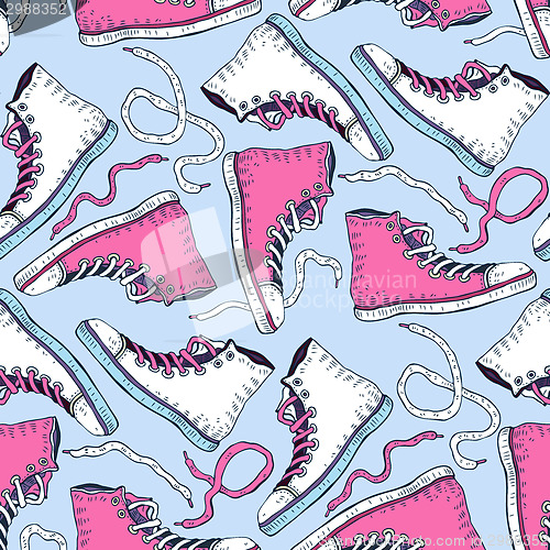 Image of Sneakers. Seamless background.