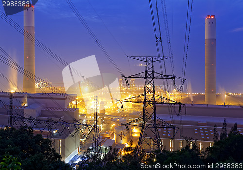 Image of petrochemical industrial plant at night 