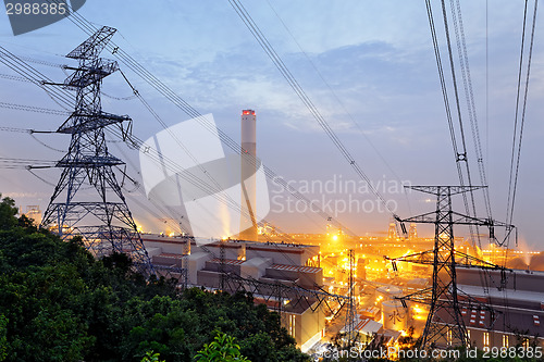 Image of petrochemical industrial plant at night 