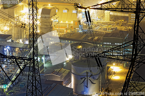 Image of petrochemical industrial plant at night 