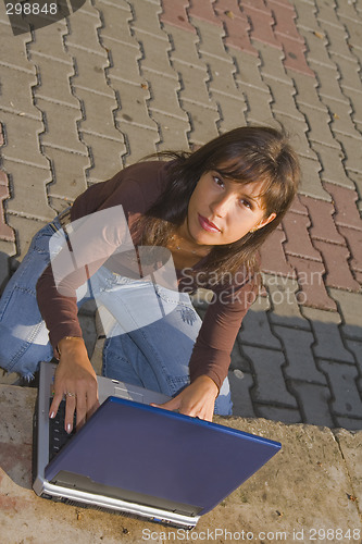 Image of Outdoor computer working