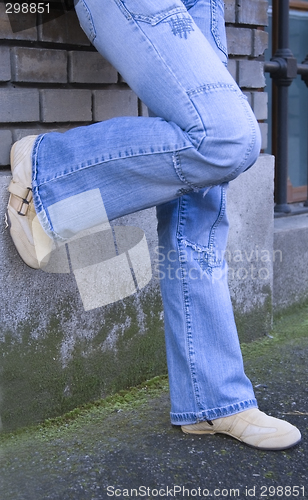 Image of Blue jeans legs